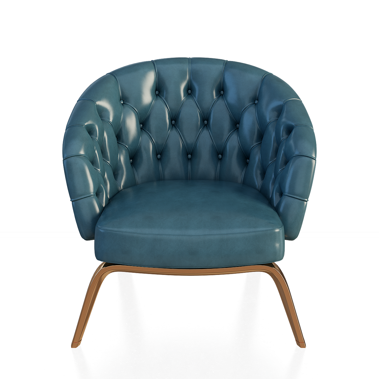Elegant Round Chair 3D Model – Turquoise & Gold Frame
