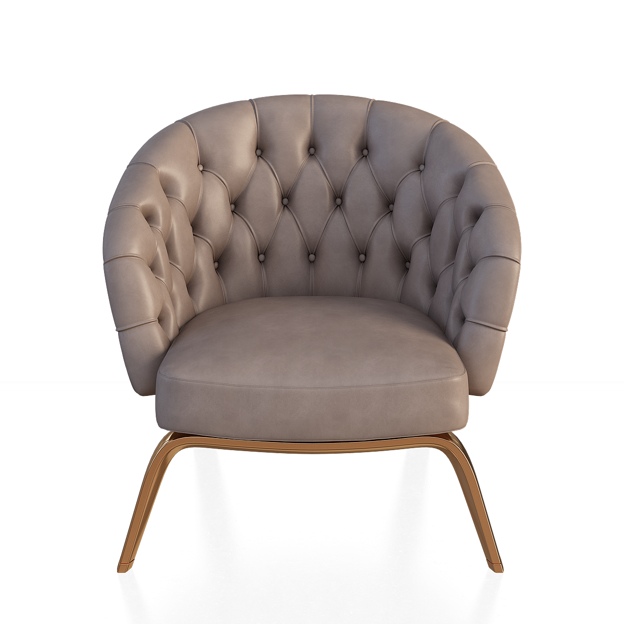 Elegant Arc Sofa Chair 3D Model – Gray Leather & Gold Frame