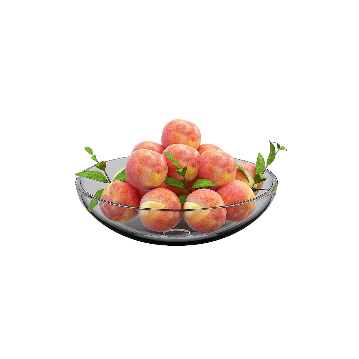 Glass Fruit Bowl 3D Model – Transparent Design with Fruit