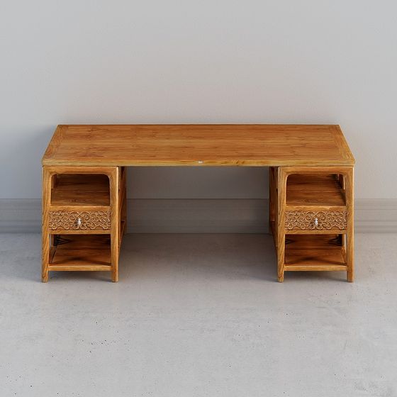 Minimalist Solid Wood Desk 3D model