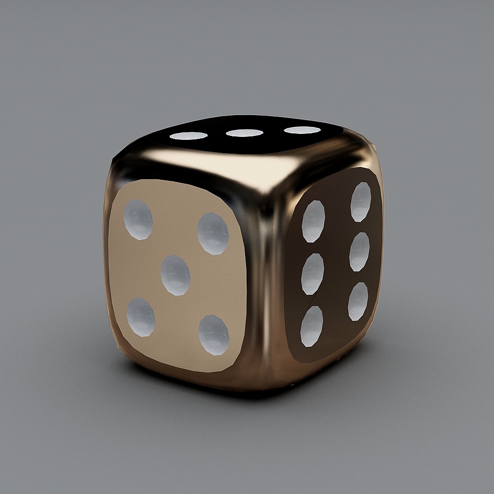 Golden Dice 3D Model