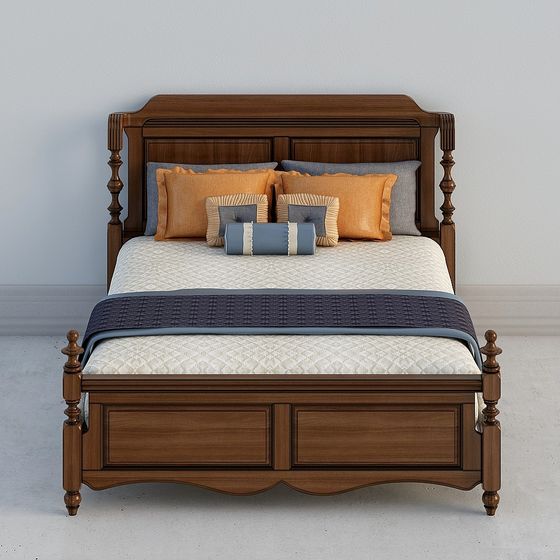 Elegant 3D Bed Model for Bedroom Design