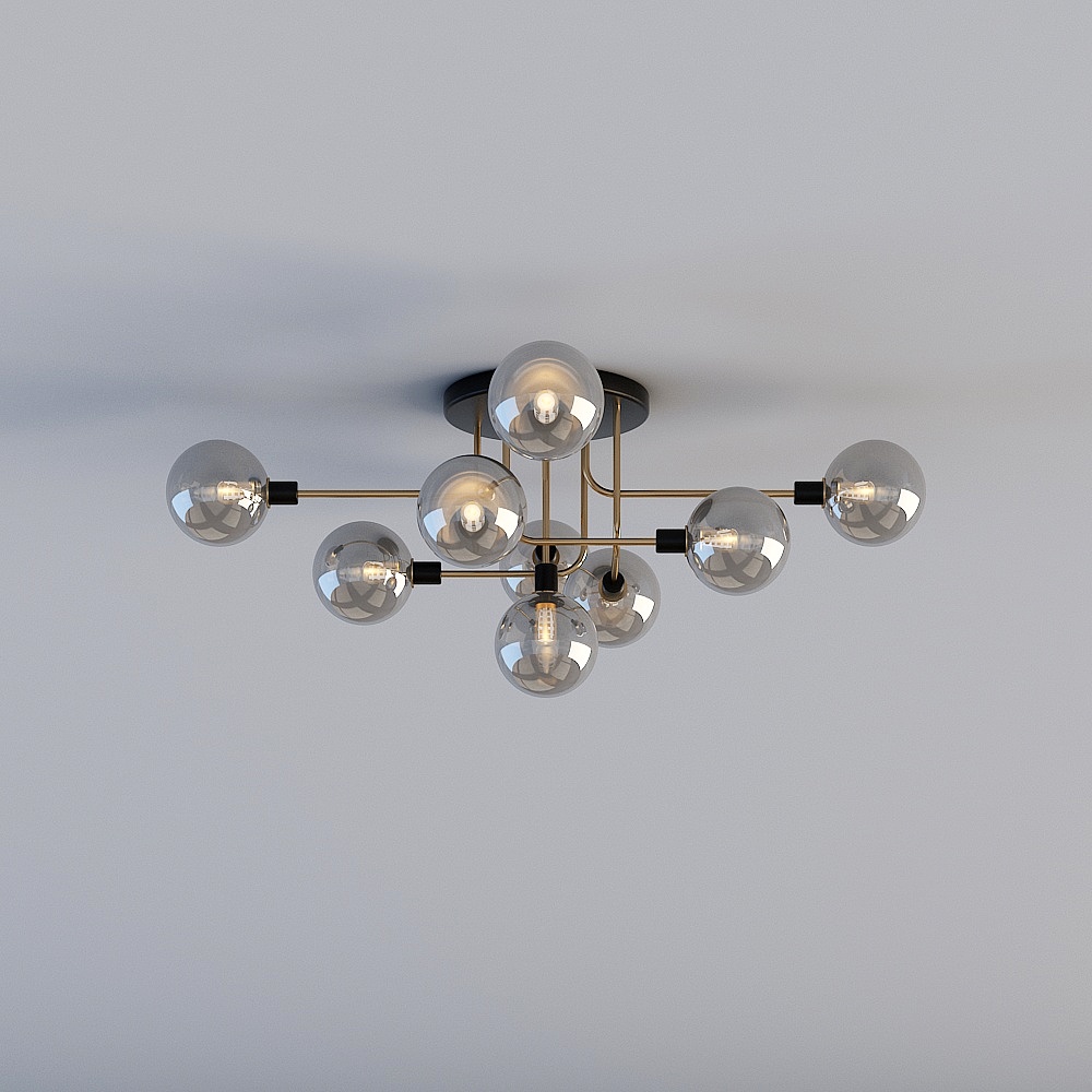 3D lights are all XJDS - Postmodern workwear showroom guest restaurant bedroom study chandelier ceiling lamp - MD809-9 - smoke gray