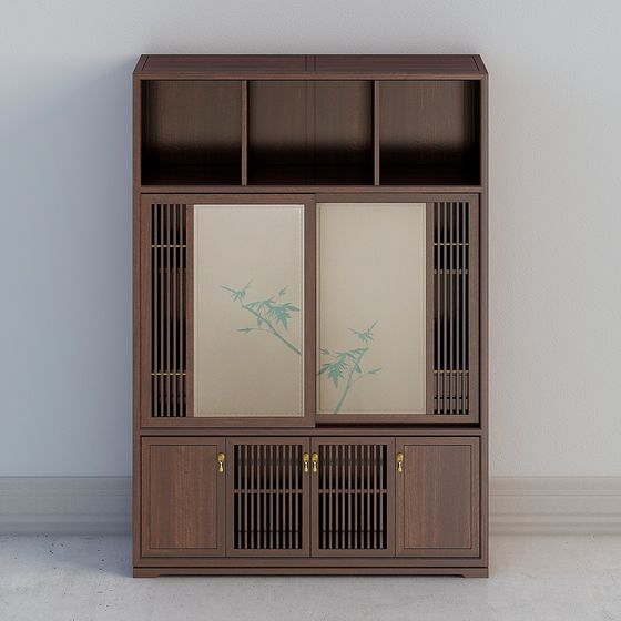 Elegant Bamboo-Inspired Bookshelf 3D model
