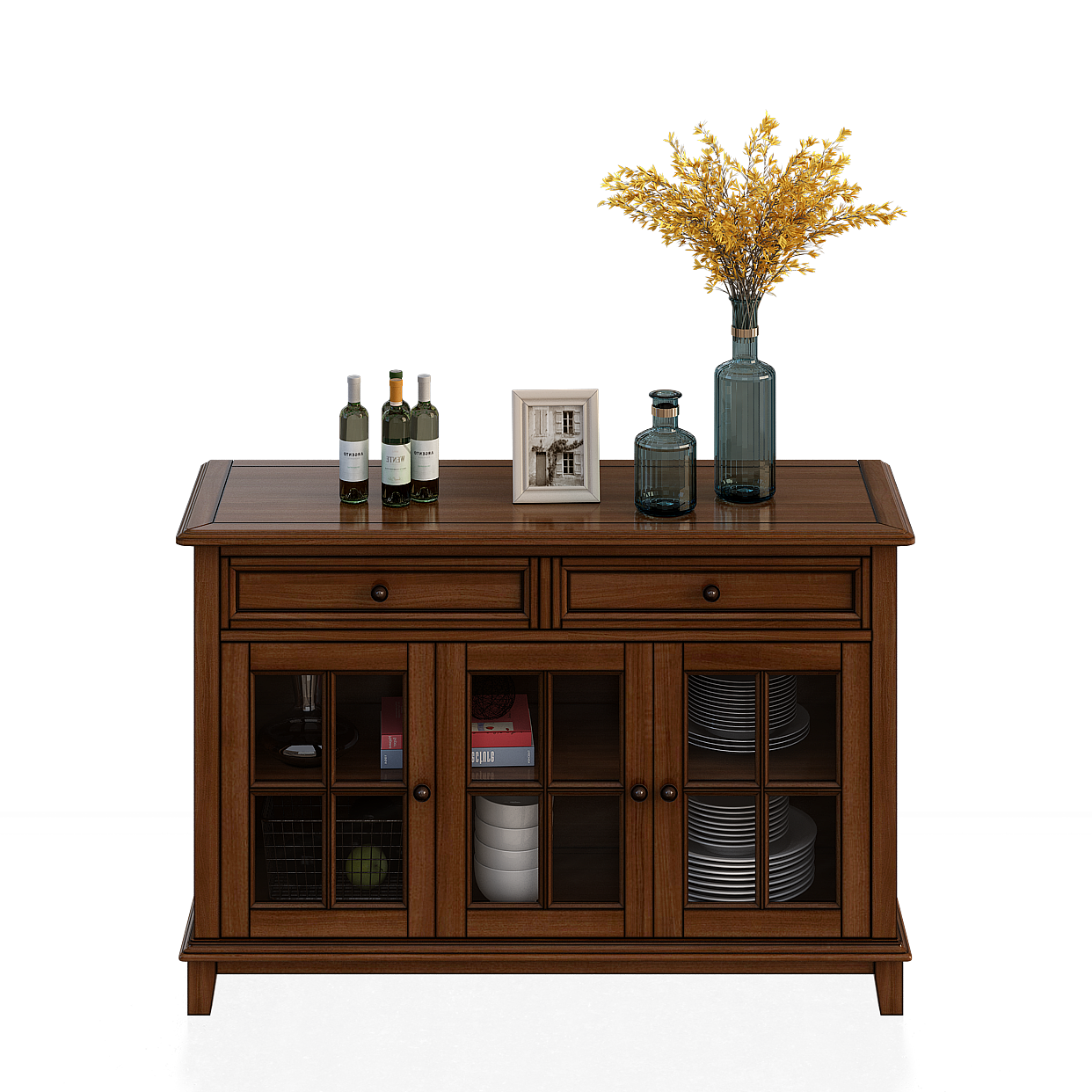 Country Sideboard Rustic Elegance – Polished Wood Rustic Design