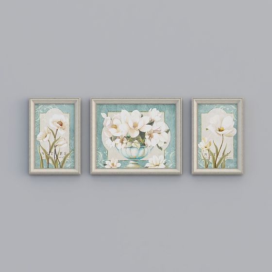Floral Triptych 3D model for Tranquil Spaces