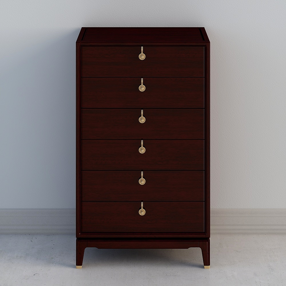 Vintage Wooden Drawer Cabinet 3D model