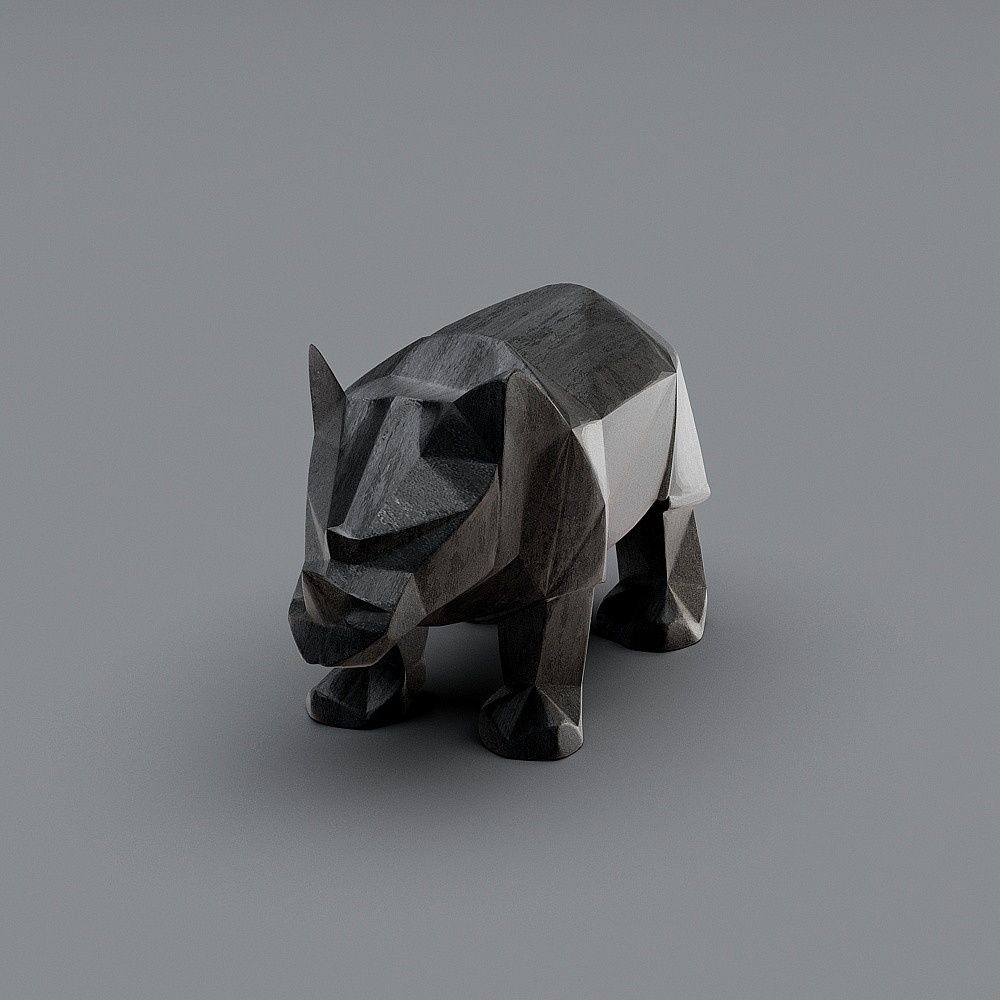 Futuristic Low-Polygon Rhino 3D model