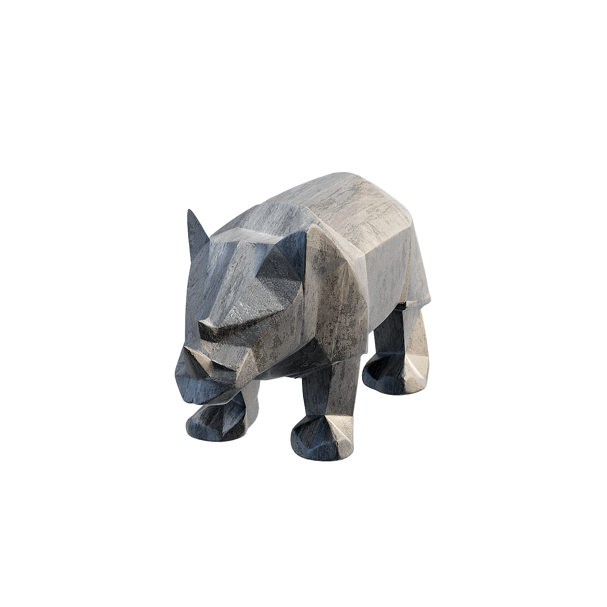 Futuristic Low-Polygon Rhino 3D Model – Geometric Design