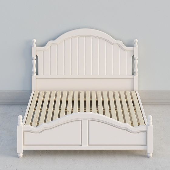 Elegant Low-Polygon Bed Frame 3D Model