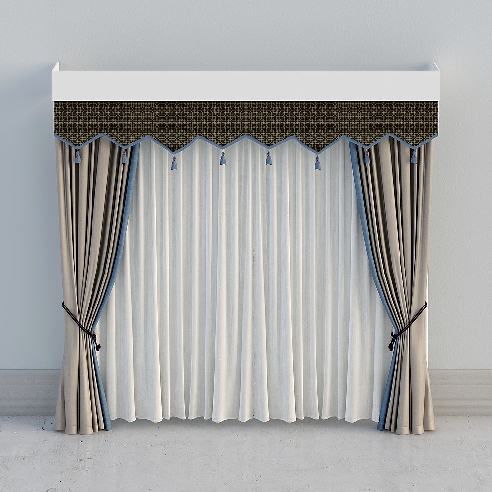 Cool House Model - New Chinese Curtain Combination-4