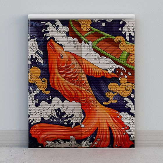 Koi Fish Leaping Over the Dragon Gate 3D model