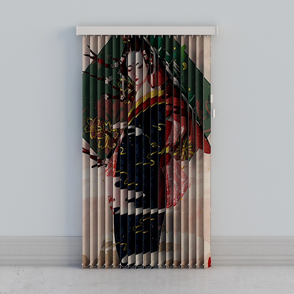 Japanese-style fuchsian painted fabric curtains (9)