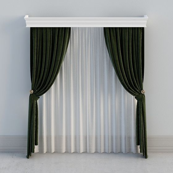 Elegant Velvet Curtain 3D model for Modern Interiors
