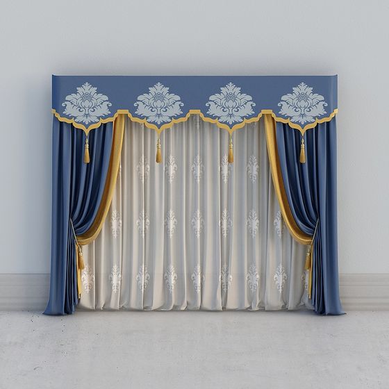 Elegant Low-Poly Curtain 3D model