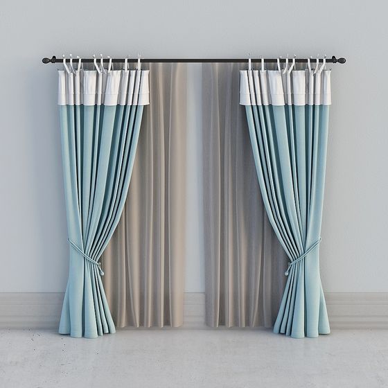 Modern Curtain Set 3D model