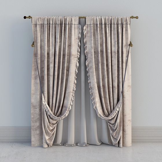 Stylish 3D Curtain Model for Modern Interiors