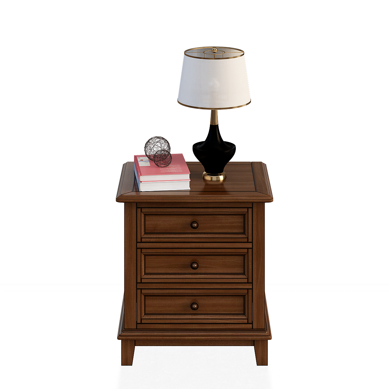 Farmhouse Nightstands 3D Model – Rustic Brown Wood