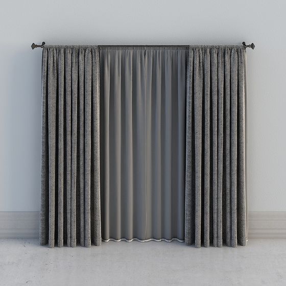 Stylish 3D Curtain Model for Modern Interiors