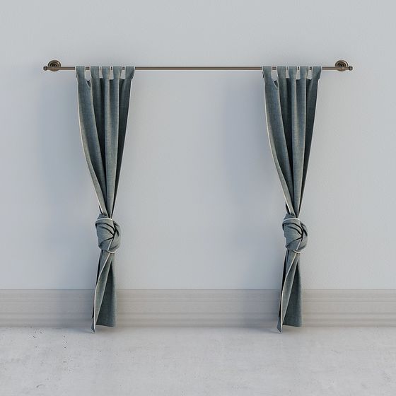 Tie-Up Curtains 3D model for Modern Interiors