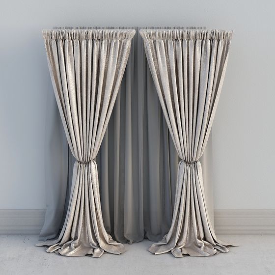 Chic Low-Poly 3D Curtain Model for Contemporary Spaces