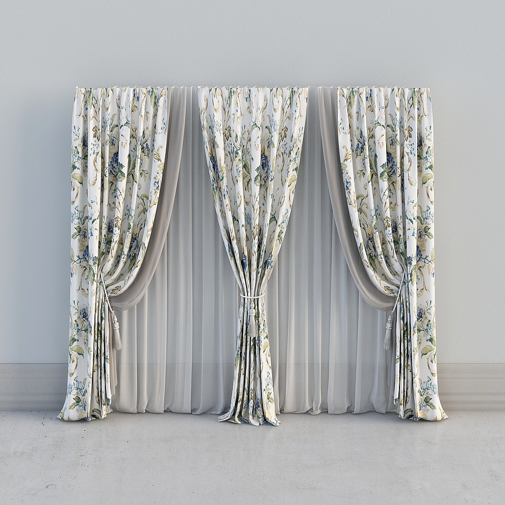 Modern pastoral floor-to-ceiling curtains 1