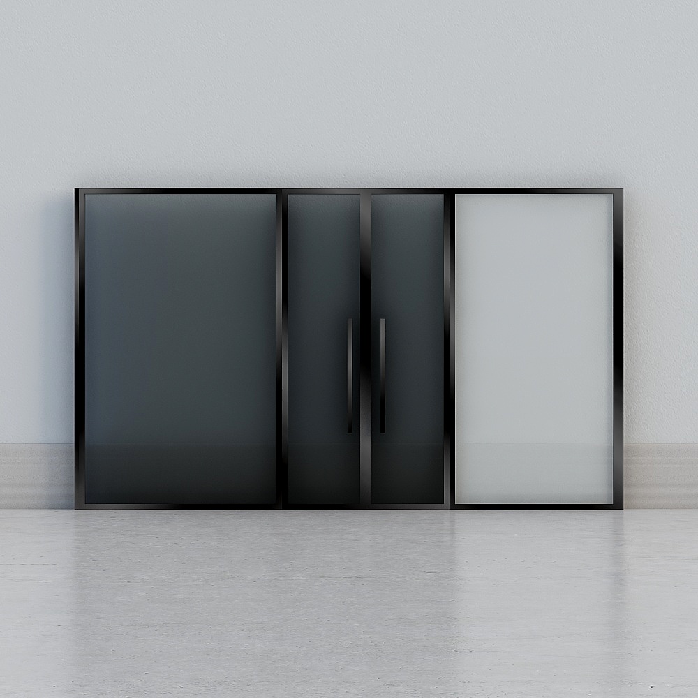 현대 어두운 유리 칸막이 문