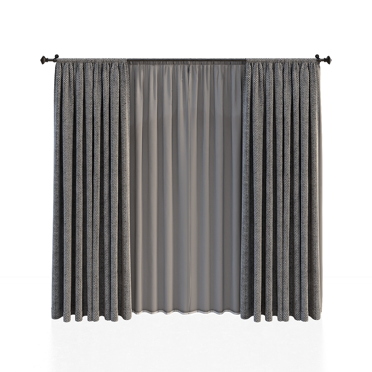 Stylish 3D Curtain Model – Geometric Pattern Fabric