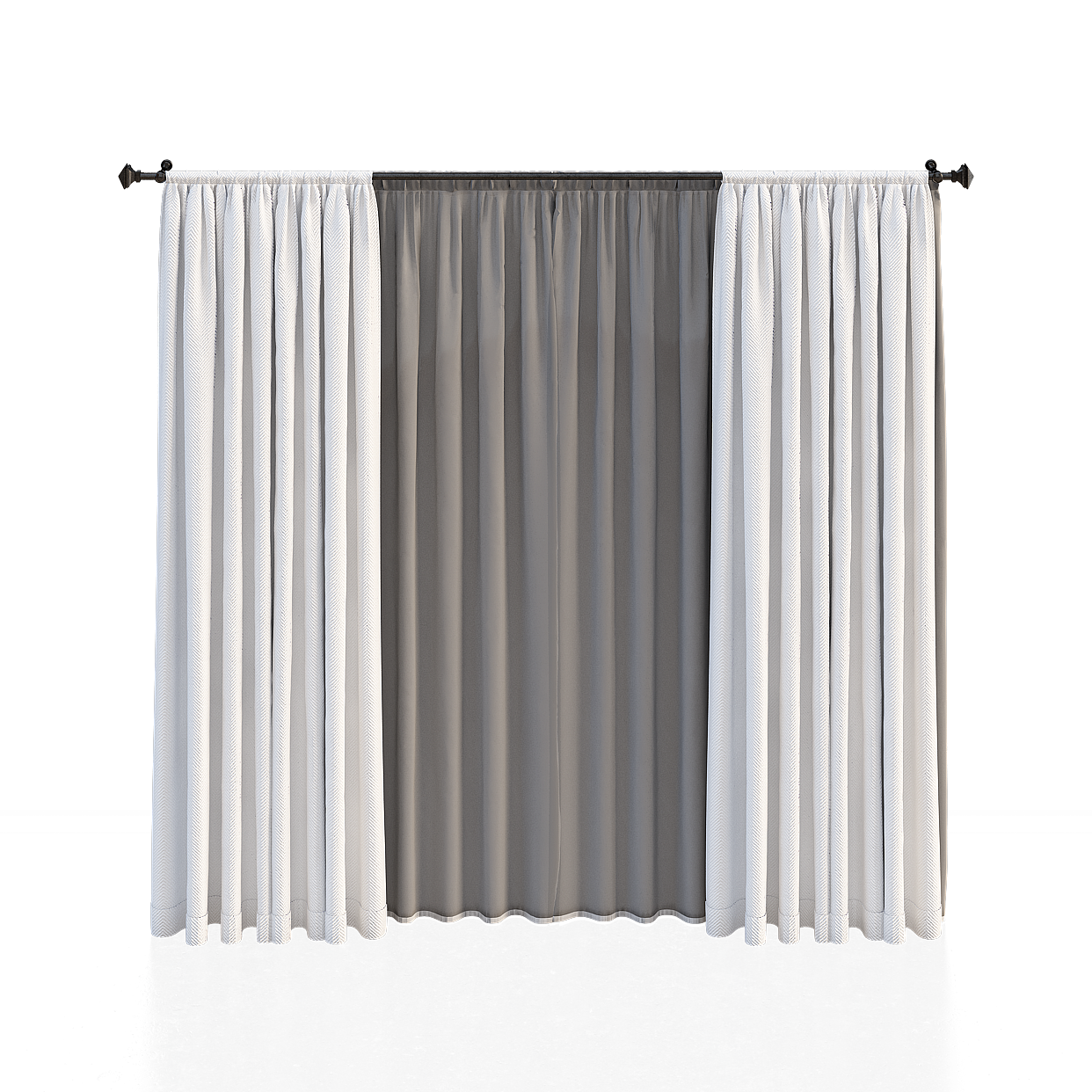 Stylish Low-Poly Curtain 3D Model – White and Gray Fabric