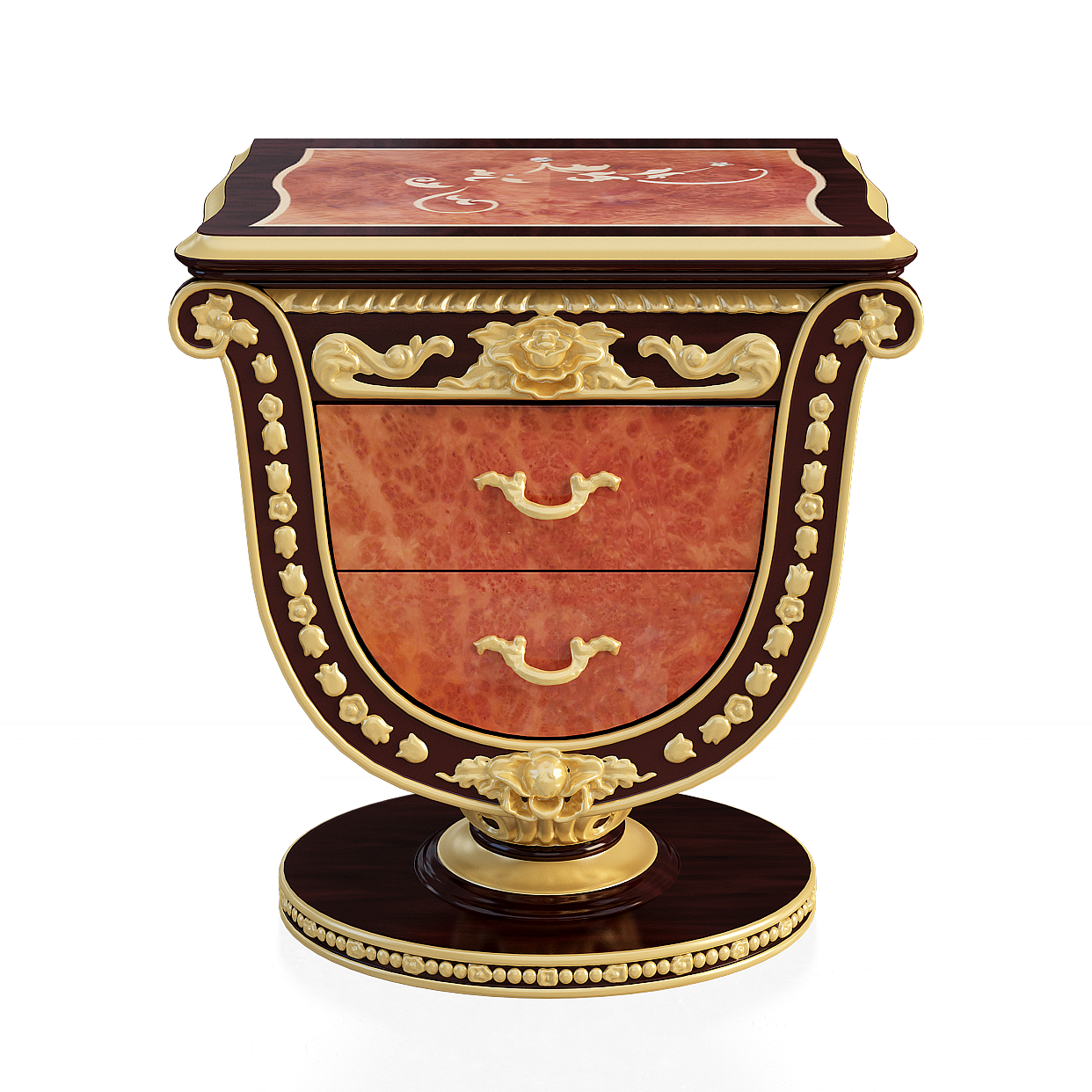 Elegant Bedside Table 3D Model – Low Poly Marble Top