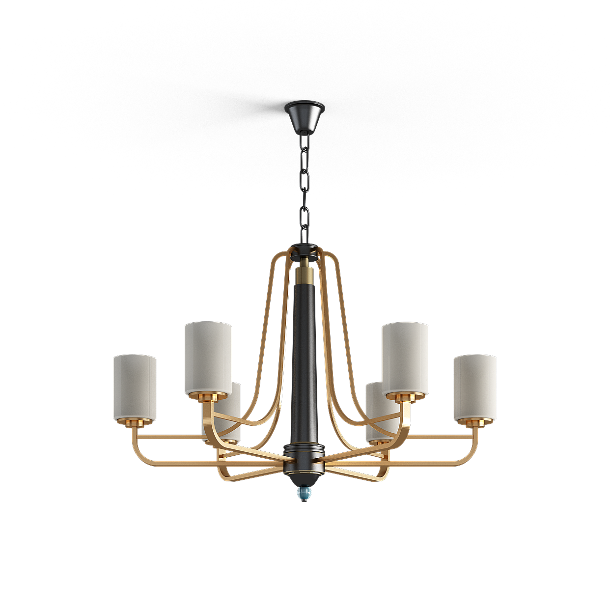 Modern Chandelier 3D Model – Black & Gold Lighting