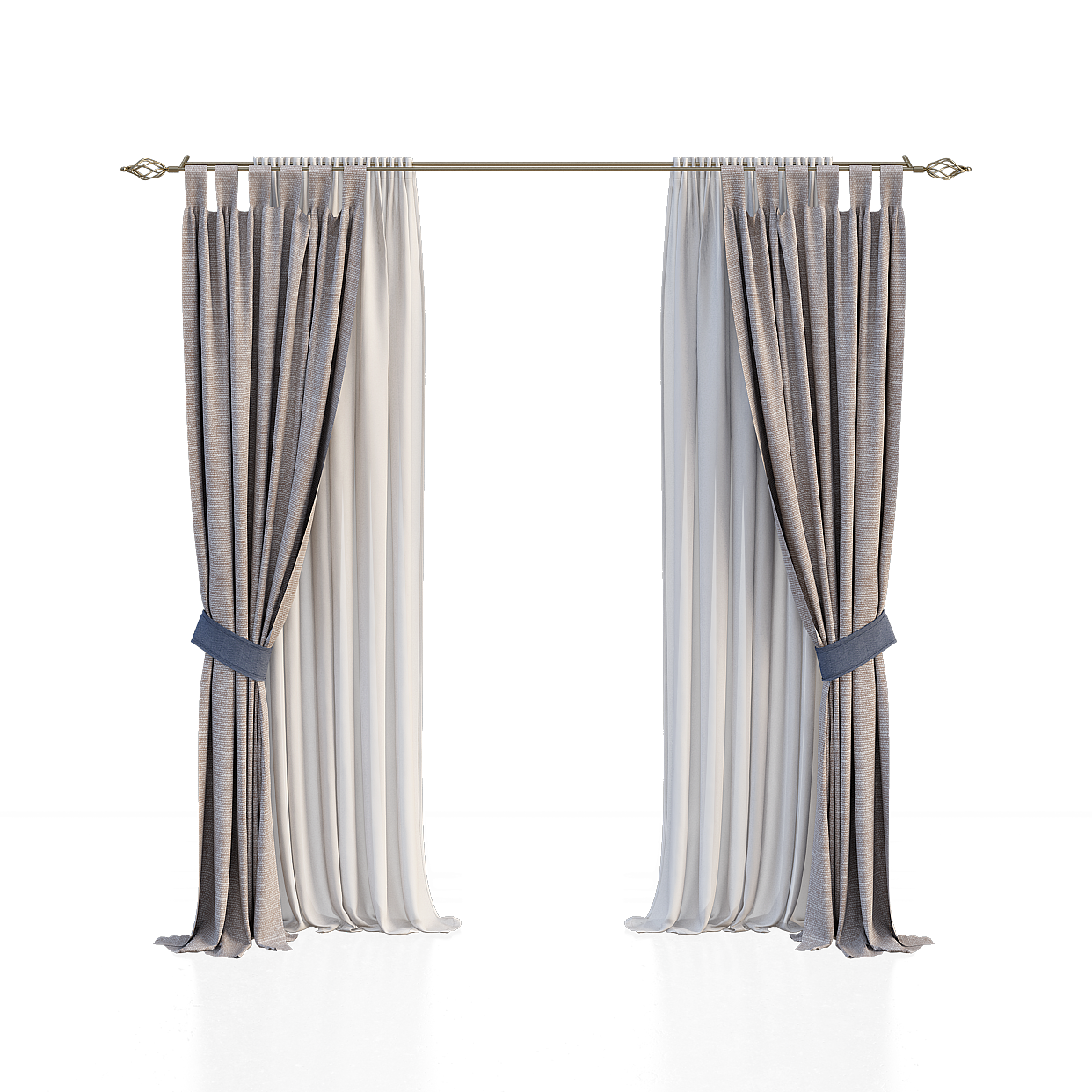 Luxe Curtains 3D Model – Elegant Neutral Textile Design