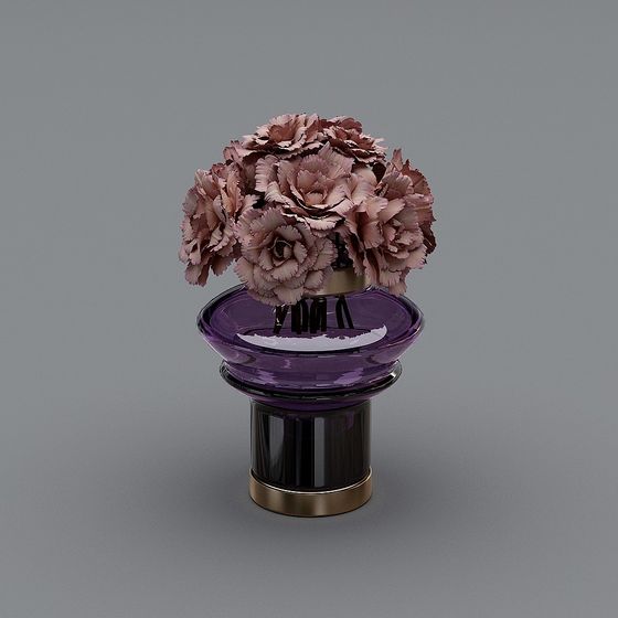 Stylish Low-Poly Vase with Flower Arrangement 3D model