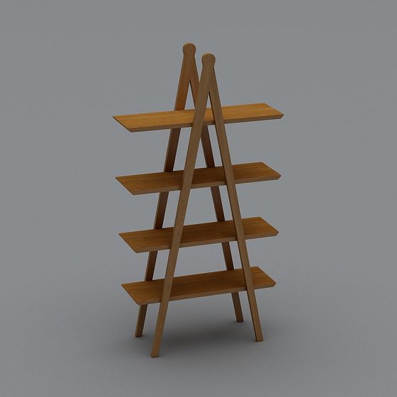 Low-Poly Wooden Trapezoidal Bookshelf 3D model