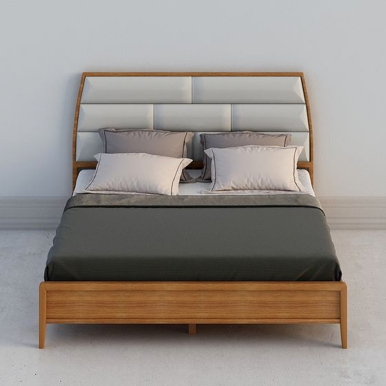 Stylish Low-Polygon Bed 3D model for Contemporary Spaces