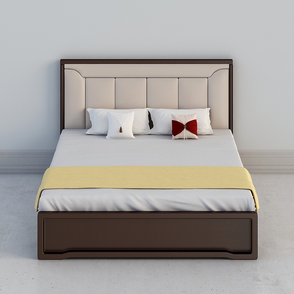 Elegant Low-Poly Bed 3D model for Modern Interiors