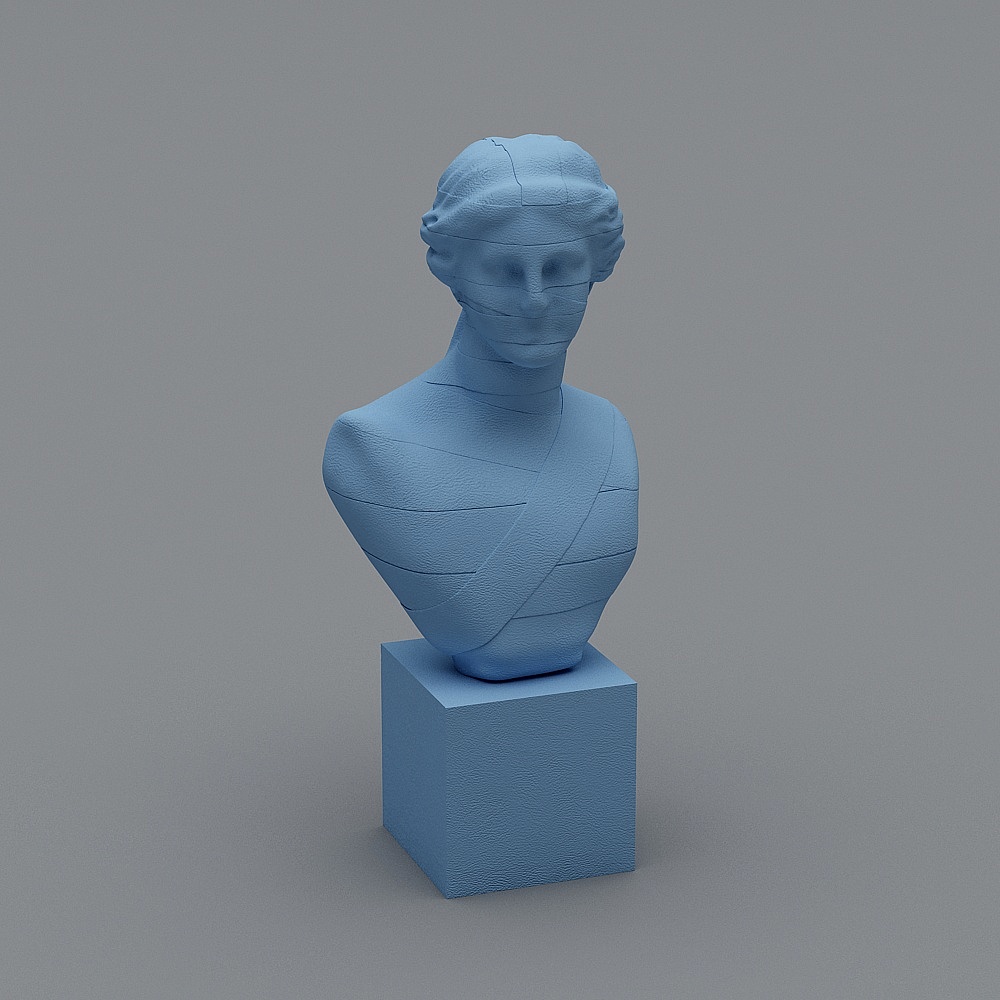 Blue Muse 3D Model - Artistic Low-Poly Design
