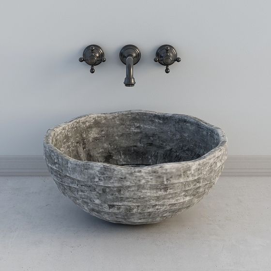 Chic Vintage Stone Sink 3D model for Home Designs