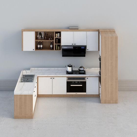 Modern Black Kitchen Cabinet 3D Model for Stylish Kitchens