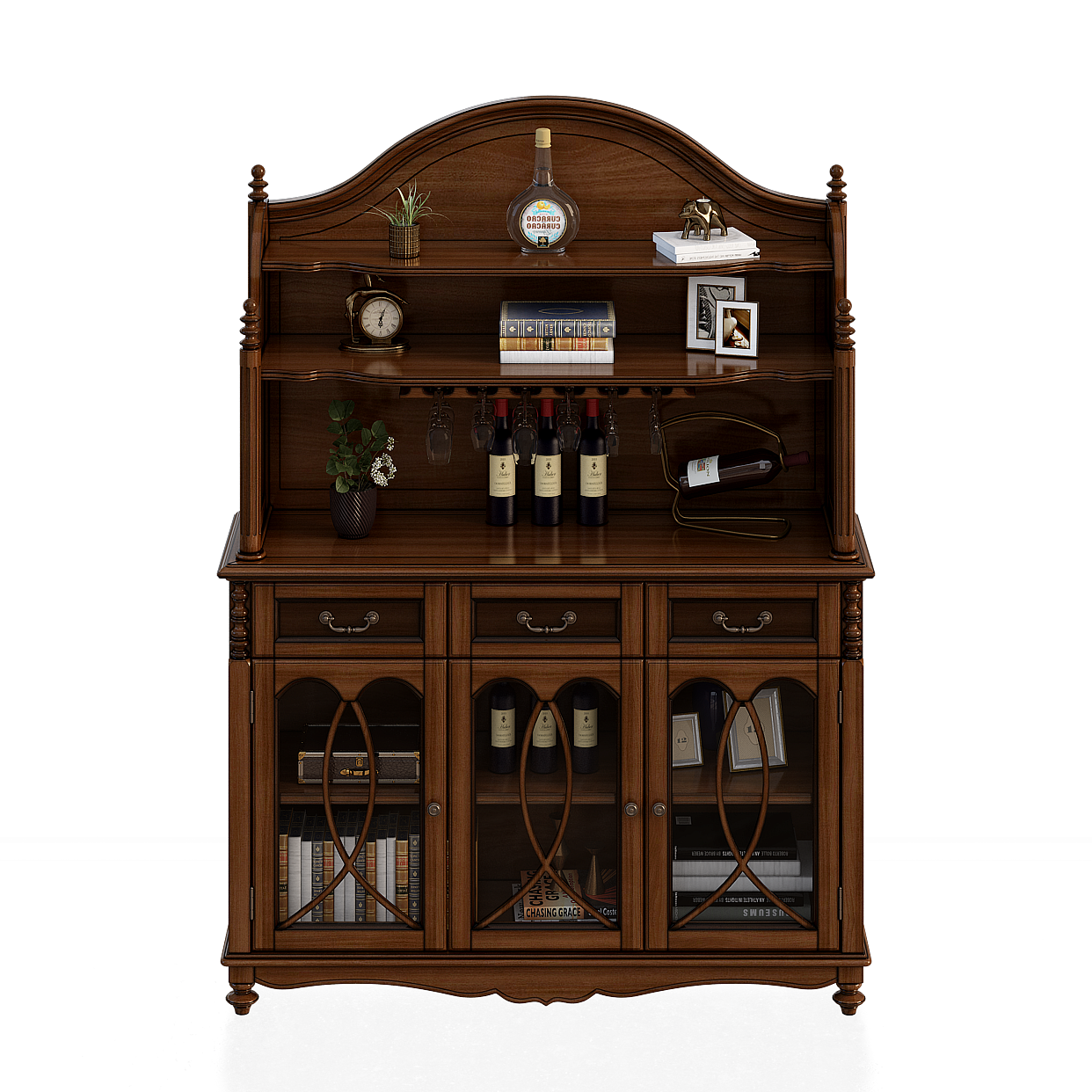 Classic Vintage Wine Cabinet 3D Model – Wooden Rustic Design