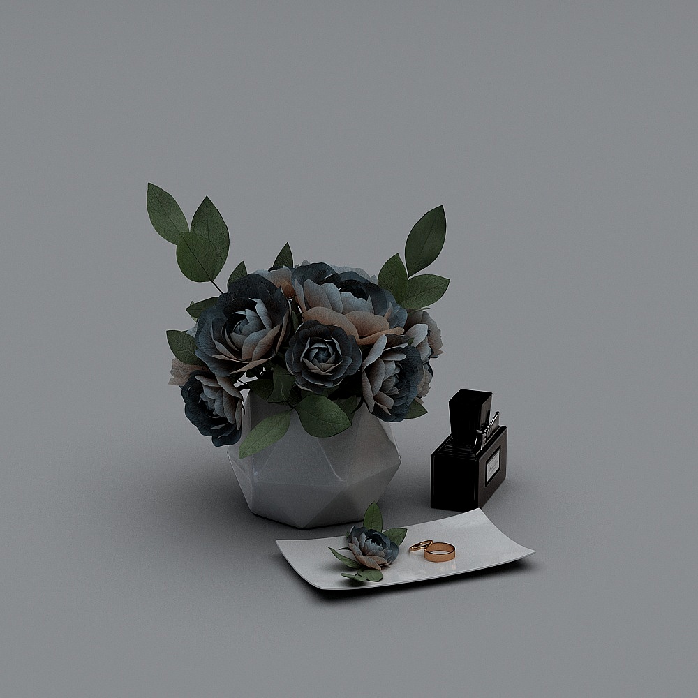 Elegant Vase and Perfume Bottle Set 3D model