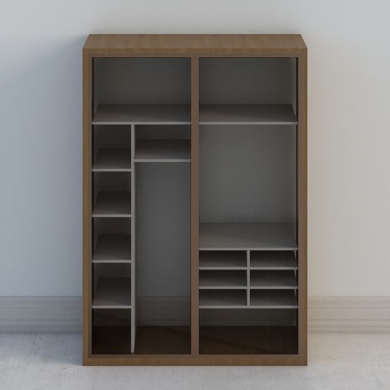 Wooden Sliding Wardrobe 3D model for Modern Interiors