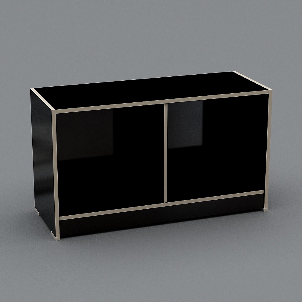 Sleek Black and Gold Cabinet 3D model