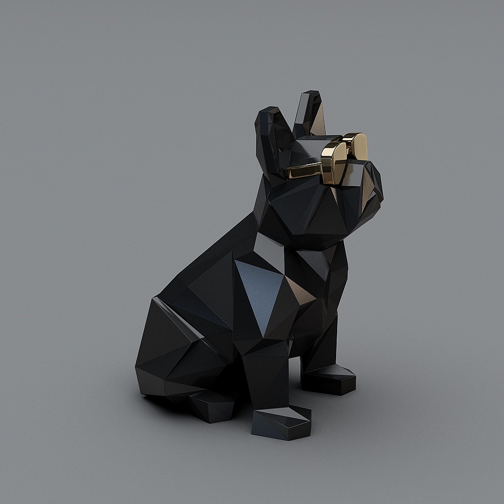 Low Poly French Bulldog 3D Model