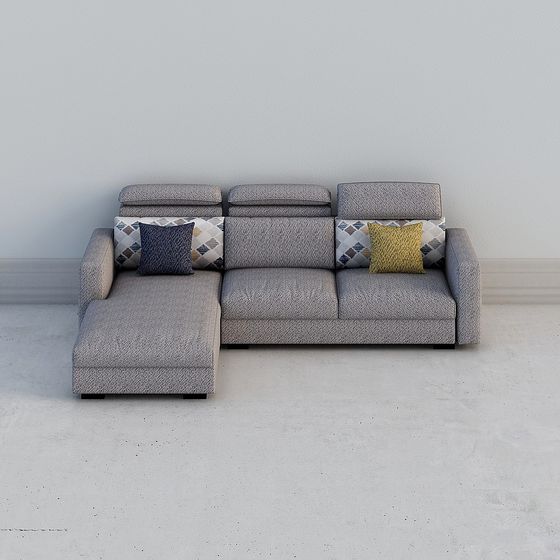 Stylish Low-Polygon Sofa 3D model for Modern Interiors