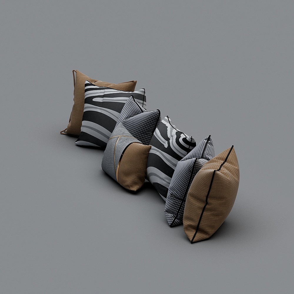 Creative Low-Poly Pillow Covers 3D Model Set