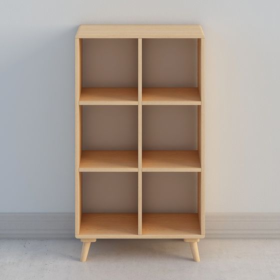 Earth Color Three-Story Bookshelf 3D Model