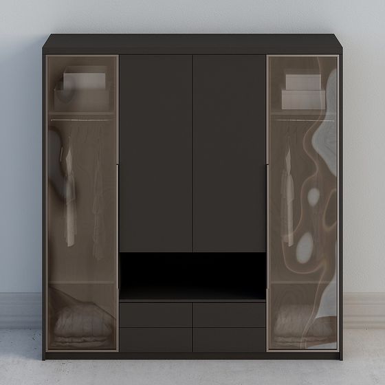 Minimalist Gray Wardrobe 3D model