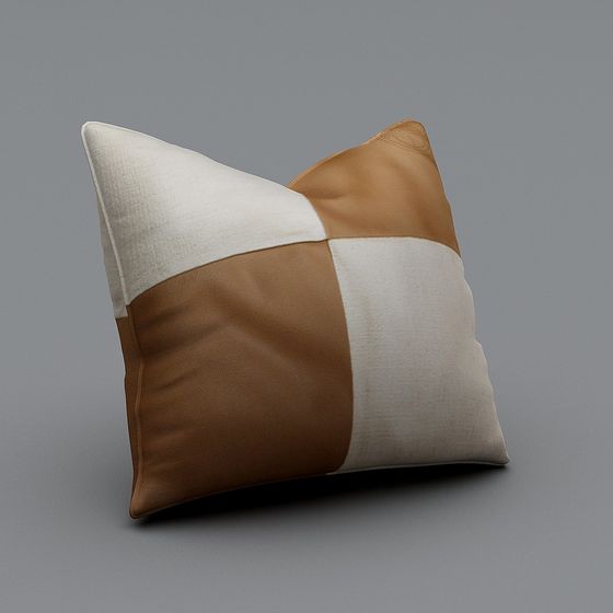 Geometric Low-Polygon Pillow 3D Model – Warm Toned Decor