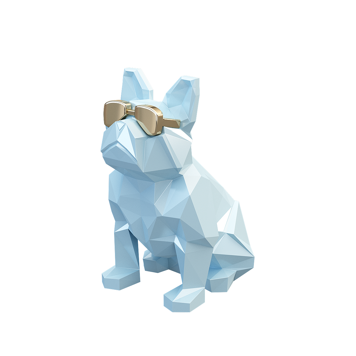 Cool Bulldog Low-Poly 3D Model with Metallic Sunglasses